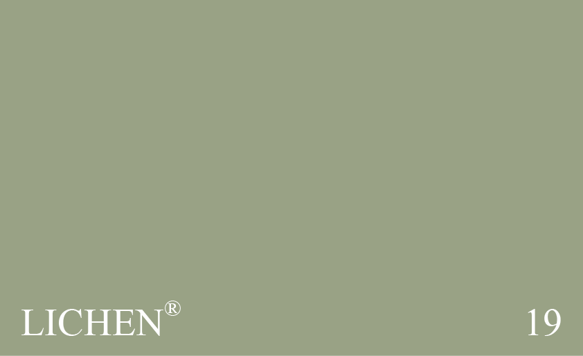 Couleur 19 Lichen : Plus calme et plus subtile que le no. 13 Olive, pour les pièces bien éclairées. Couleur 19 Lichen : Plus calme et plus subtile que le no. 13 Olive, pour les pièces bien éclairées.